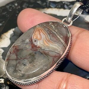 Mexican Crazy Lace Agate Pendant 2”